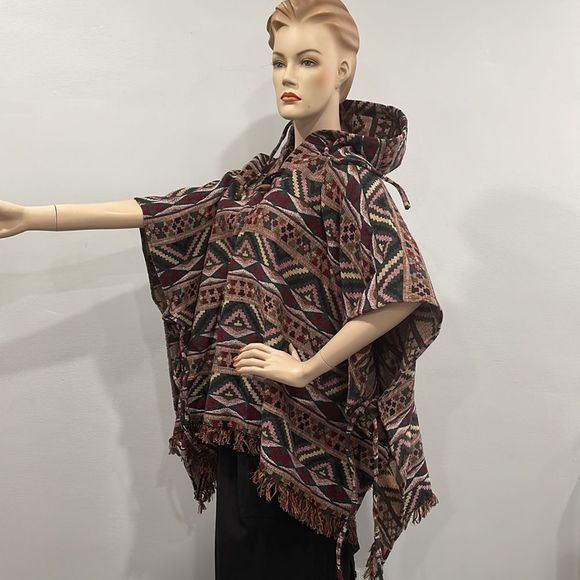 Vintage Boho Hooded Poncho - Picture 7 of 16